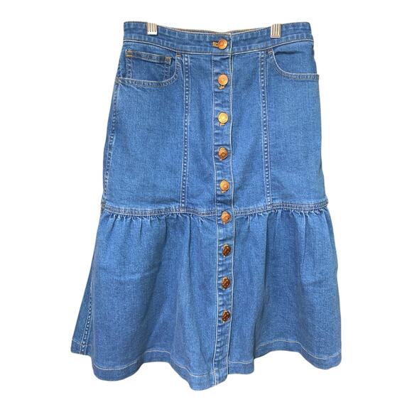 MADEWELL Denim A-Line Skirt Size 23 Button Front Blue Pockets Women’s - Picture 1 of 4